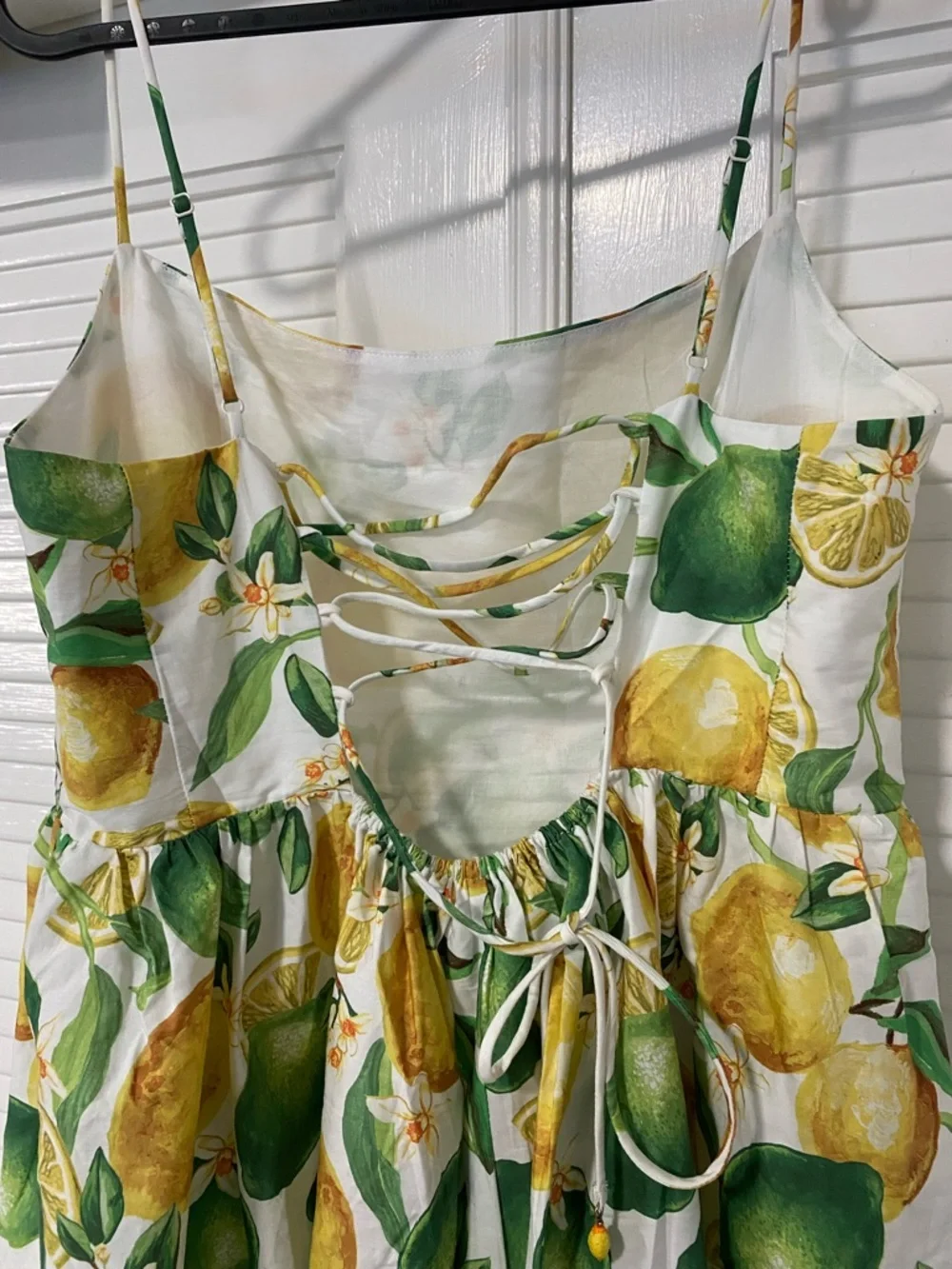 H&M White Midi Dress with Yellow Lemon and Green Leaf Print - Picture 3 of 6